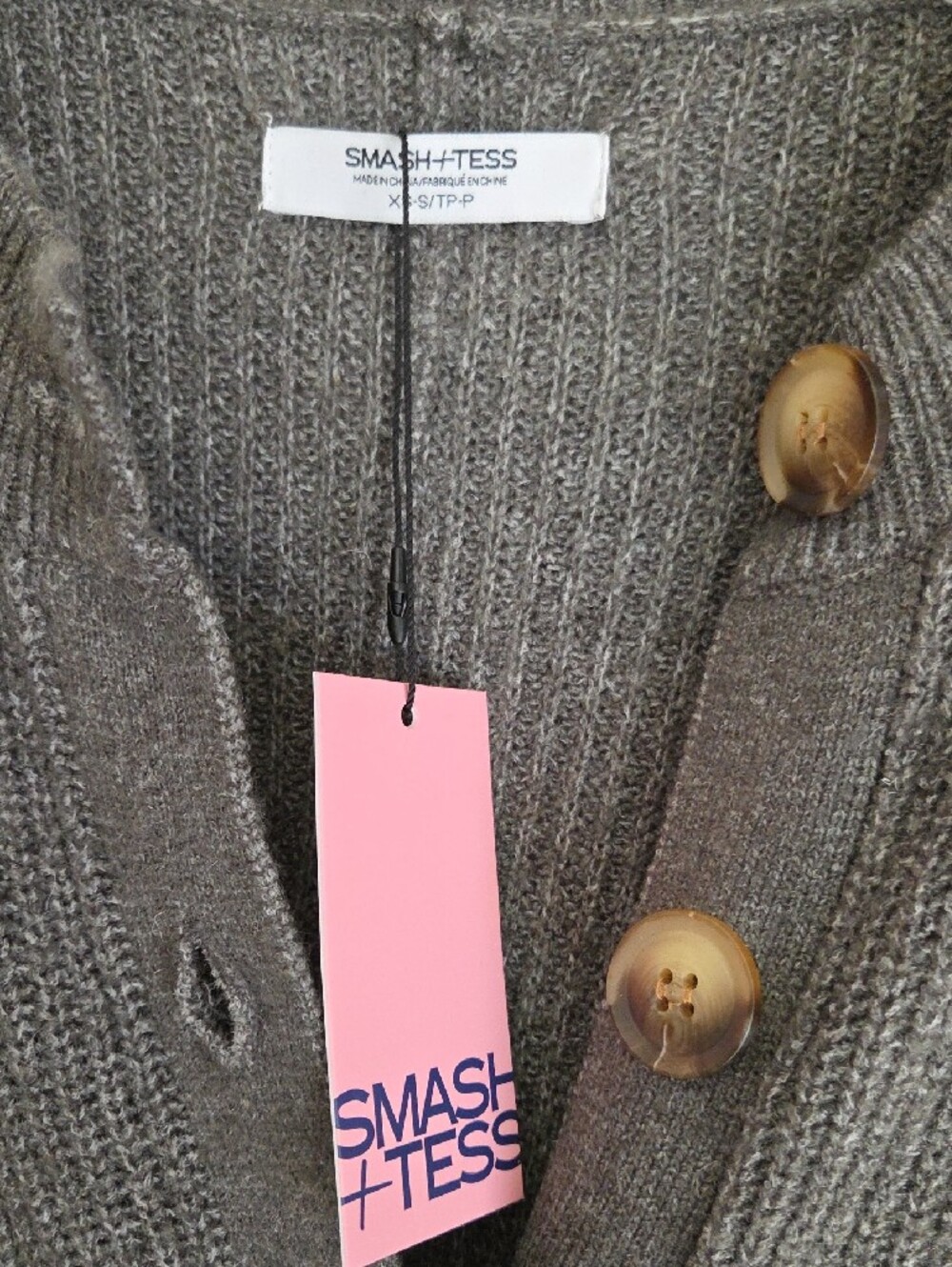 Smash + Tess Charcoal Gray Ribbed Button-Front Jumpsuit - Picture 2 of 5